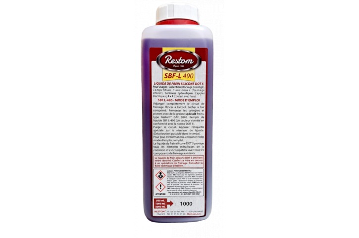 LIQUIDE DE FREINS SILICONE RESTOM SBF 0490 DOT5 1 litre